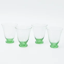 Green Tulip Water Glass (Set Of 4)|Mrs. Alice Sale