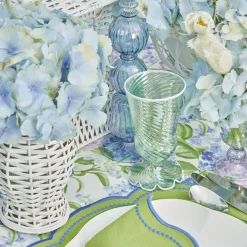 Green White Rim Frilled Glasses (Set Of 4)|Mrs. Alice Best