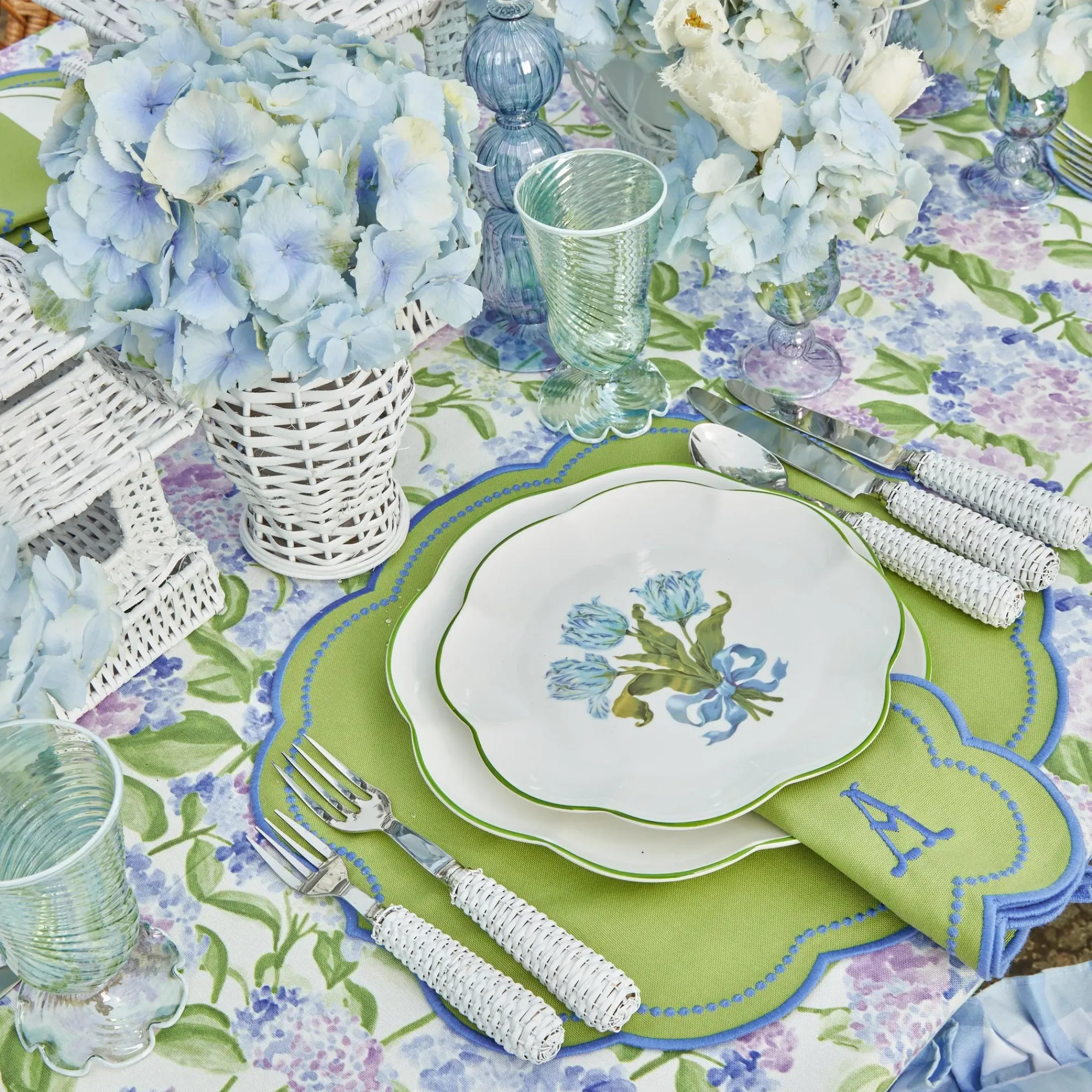 Green White Rim Frilled Glasses (Set Of 4)|Mrs. Alice Best