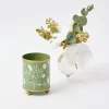 Hand Painted Olive Floral Tole Candle Pot|Mrs. Alice Sale