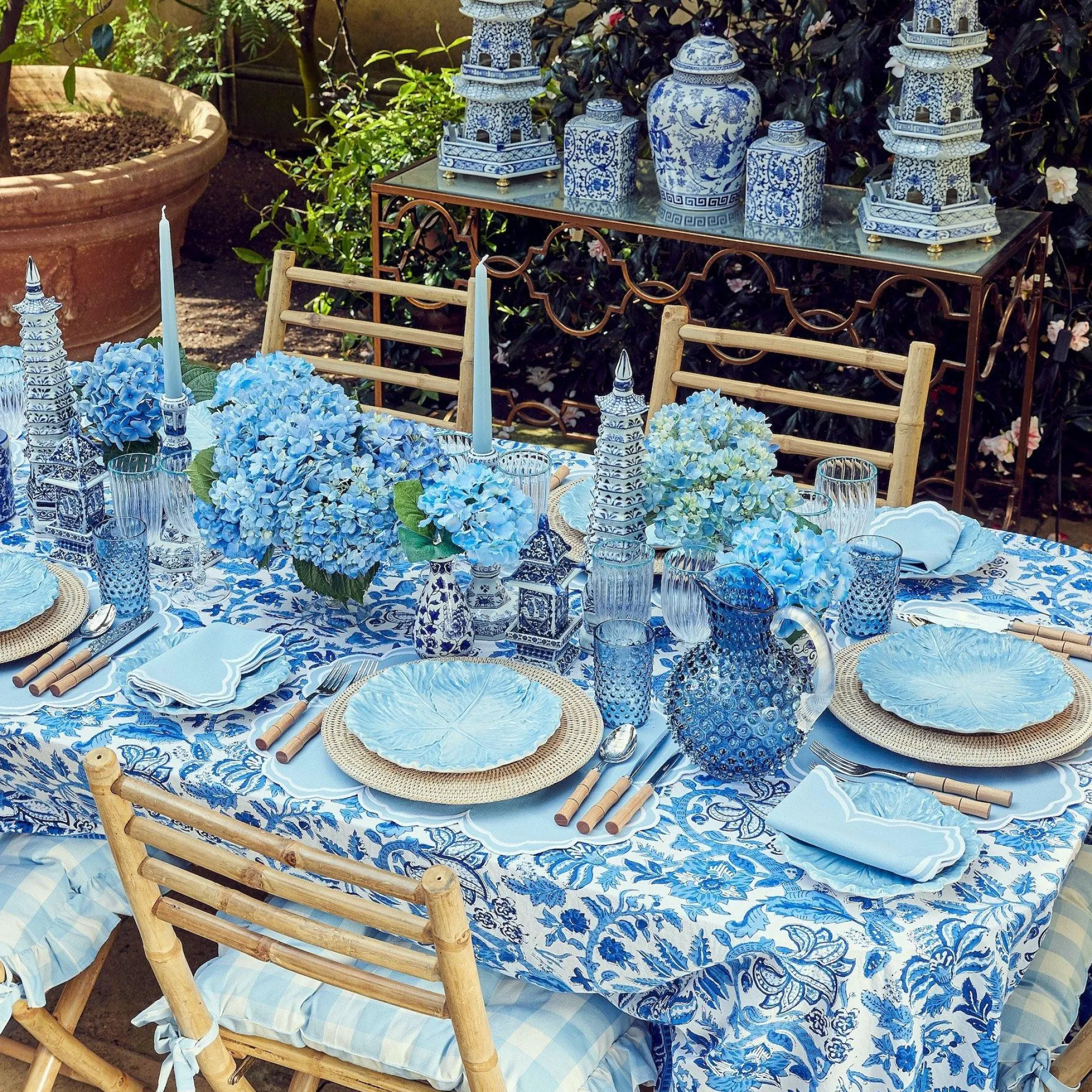 Hobnail Navy Glasses & Jug Set|Mrs. Alice Discount