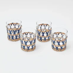Ink Raffia Water Glasses (Set Of 4)|Mrs. Alice