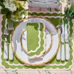 Isla Green & Pink Placemats & Napkins (Set Of 4)|Mrs. Alice New