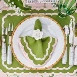 Isla Green & Pink Placemats & Napkins (Set Of 4)|Mrs. Alice New