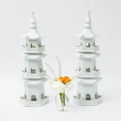 Large White Porcelain Pagodas (Pair)|Mrs. Alice Best