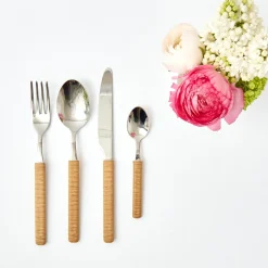 Light Brown Rattan Effect Cutlery (4Pcs)|Mrs. Alice Outlet