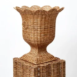 Liliana Scalloped Rattan Urn|Mrs. Alice Discount