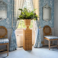 Liliana Scalloped Rattan Pedestal And Urn|Mrs. Alice Best