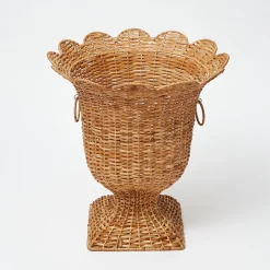 Liliana Scalloped Rattan Urn|Mrs. Alice