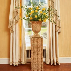 Liliana Scalloped Rattan Urn|Mrs. Alice