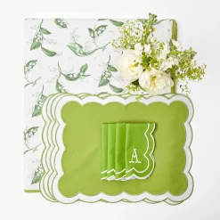 Lily Of The Valley & Serena Green Applique Linen Set|Mrs. Alice