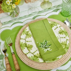 Lily Of The Valley Green Linen Napkins (Set Of 4)|Mrs. Alice Discount