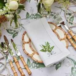 Lily Of The Valley White Linen Napkins (Set Of 4)|Mrs. Alice Online