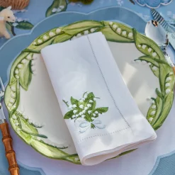 Lily Of The Valley White Linen Napkins (Set Of 4)|Mrs. Alice Online