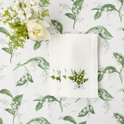 Lily Of The Valley White Linen Napkins (Set Of 4)|Mrs. Alice Online