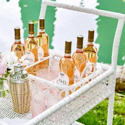 Lorenzo White Rattan Bar Cart|Mrs. Alice