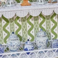 Madeleine White Rattan Scalloped Console Table|Mrs. Alice New