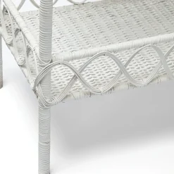 Madeleine White Rattan Scalloped Console Table|Mrs. Alice Best