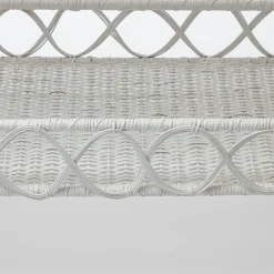 Madeleine White Rattan Scalloped Console Table|Mrs. Alice Best
