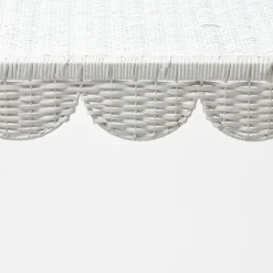Madeleine White Rattan Scalloped Console Table|Mrs. Alice Best
