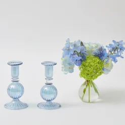Madeline Azure Candle Holders (Pair)|Mrs. Alice