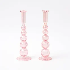 Marguerite Pink Candle Holders (Pair)|Mrs. Alice New