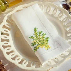 Mimosa White Linen Placemats & Napkins (Set Of 4)|Mrs. Alice