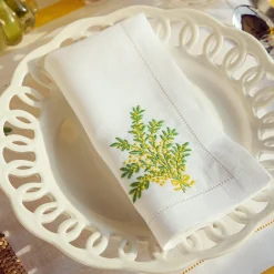 Mimosa White Linen Placemats & Napkins (Set Of 4)|Mrs. Alice