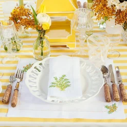 Mimosa White Linen Placemats & Napkins (Set Of 4)|Mrs. Alice