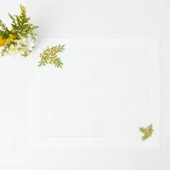 Mimosa White Linen Placemats & Napkins (Set Of 4)|Mrs. Alice