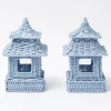 Mini Blue Rattan Pagoda Lanterns (Pair)|Mrs. Alice Clearance
