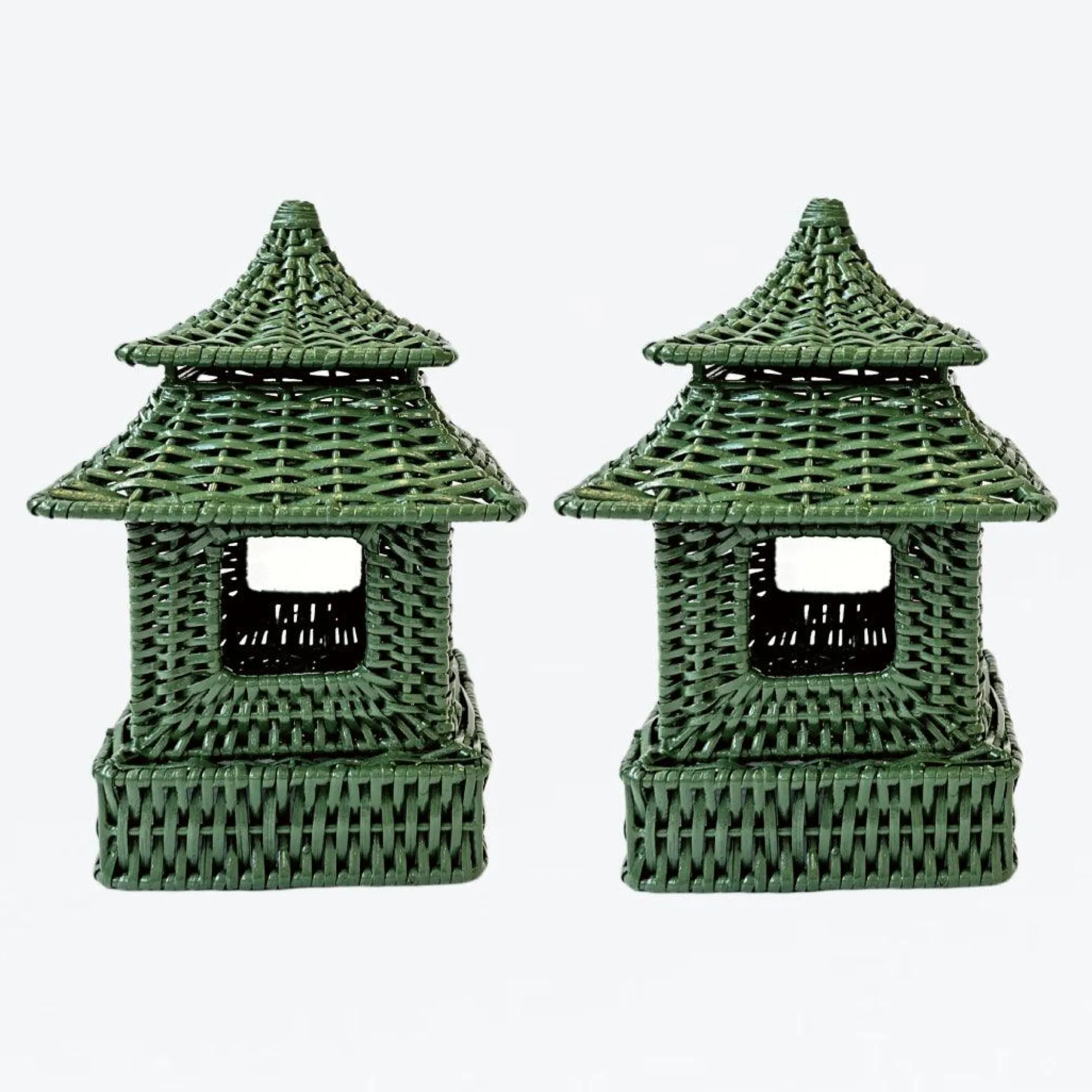 Mini Green Rattan Pagoda Lantern (Pair)|Mrs. Alice Outlet