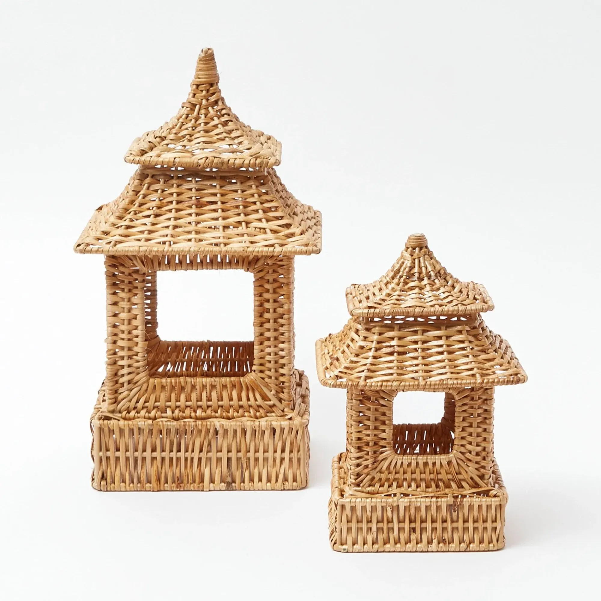 Mini Natural Rattan Pagoda Lanterns (Pair)|Mrs. Alice Best