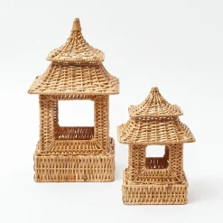 Mini Natural Rattan Pagoda Lanterns (Pair)|Mrs. Alice Discount