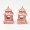 Mini Pink Rattan Pagoda Lanterns (Pair)|Mrs. Alice Outlet