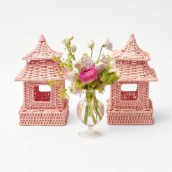 Mini Pink Rattan Pagoda Lanterns (Pair)|Mrs. Alice Outlet
