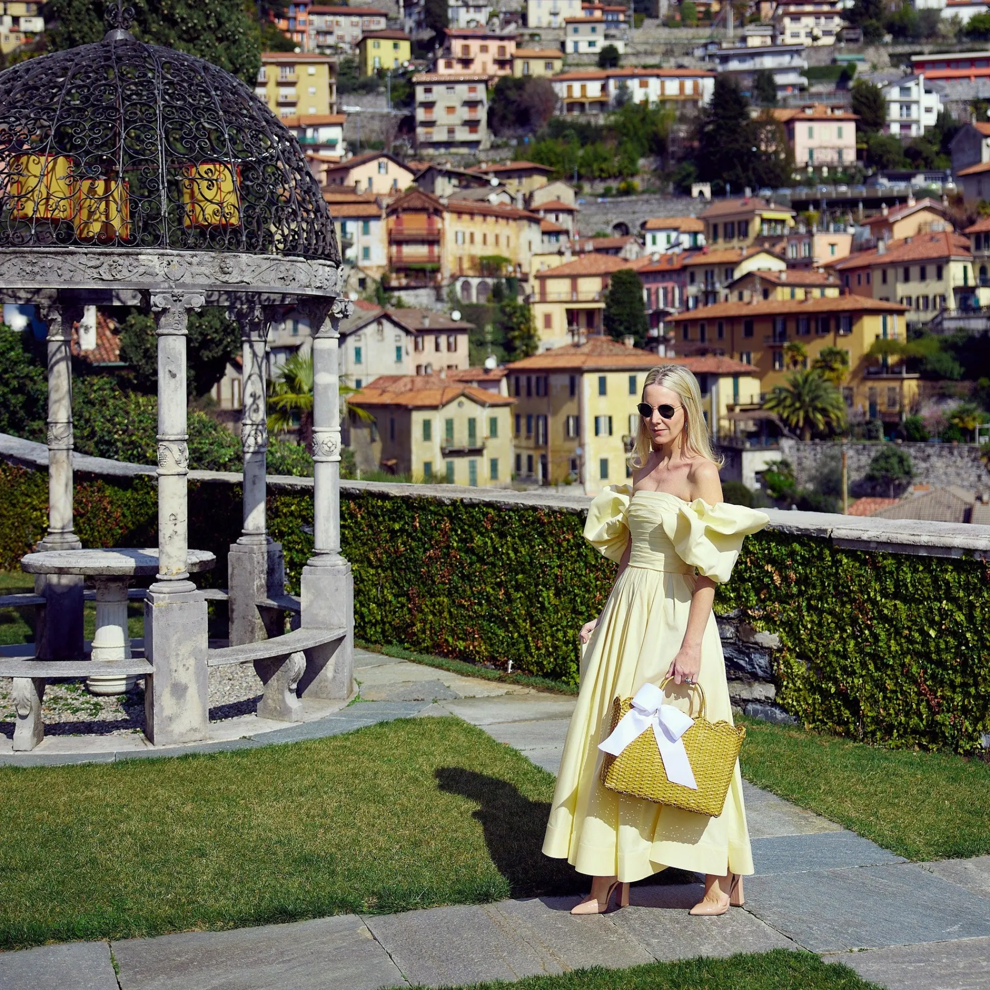 Rattan Tote Bag (White Bow)|Mrs. Alice Outlet