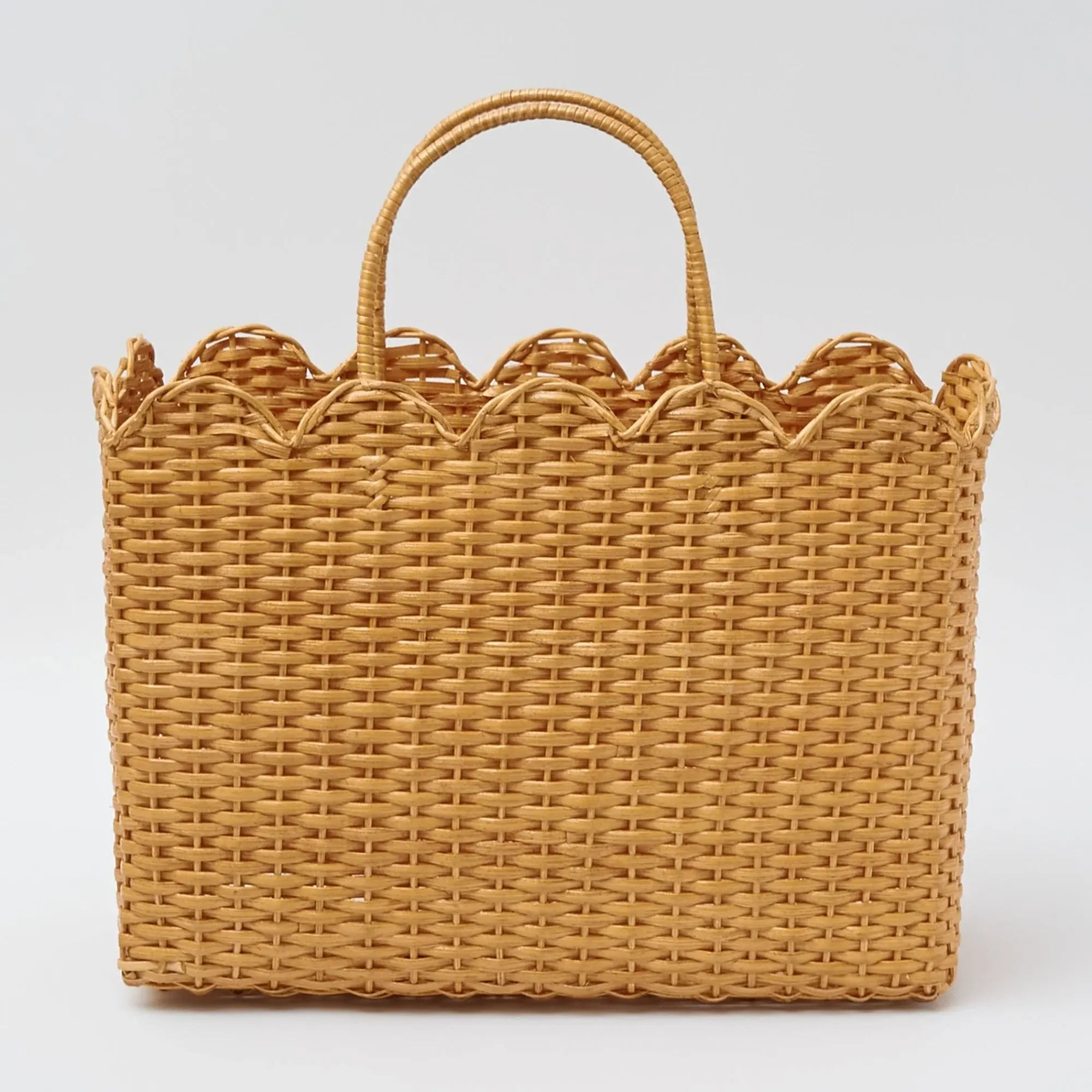 Rattan Tote Bag (White Bow)|Mrs. Alice Outlet