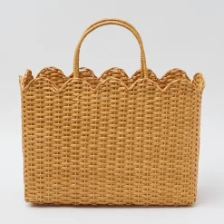 Rattan Tote Bag (Blue Bow)|Mrs. Alice Sale