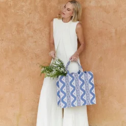Tote Bag (Blue Ikat)|Mrs. Alice Clearance