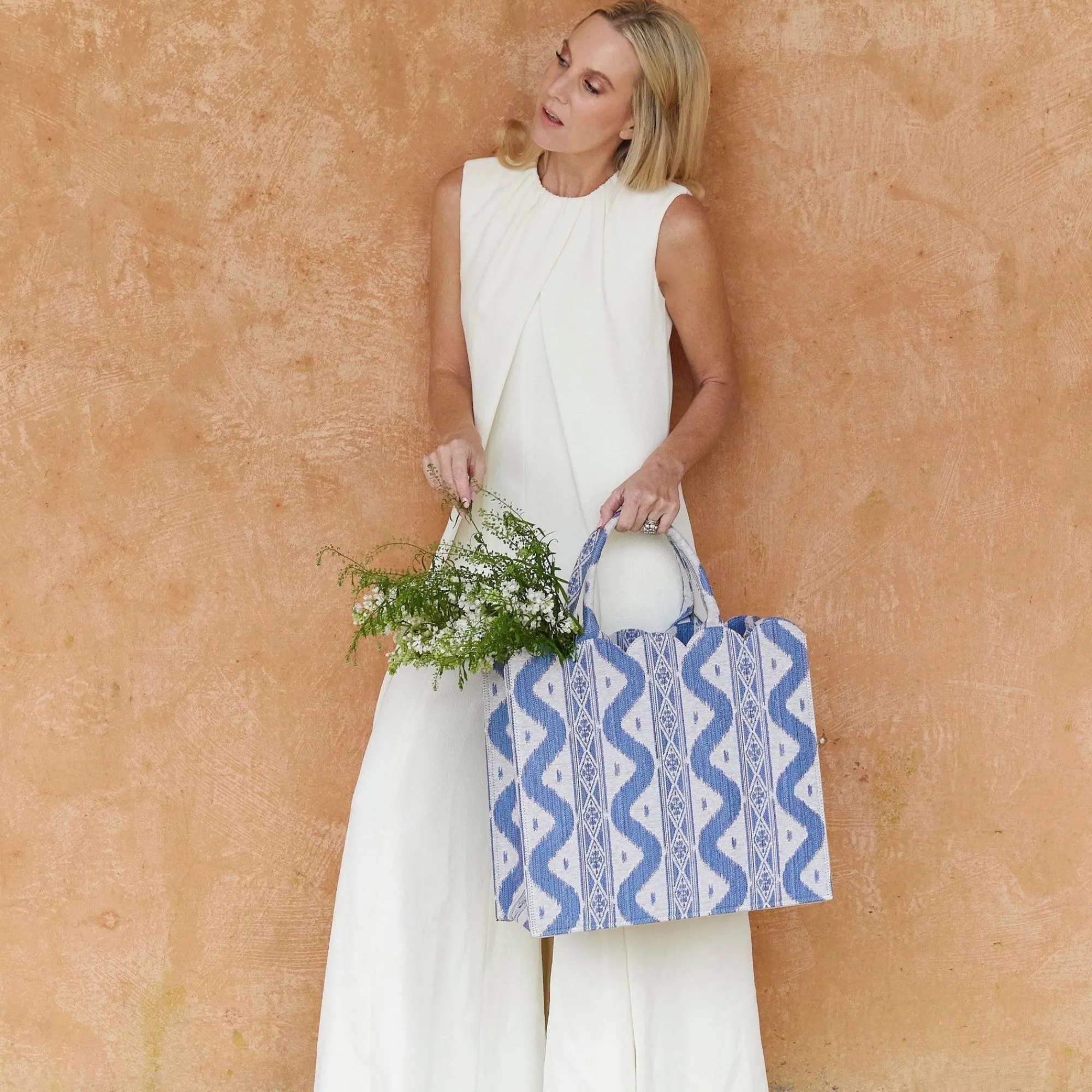 Tote Bag (Blue Ikat)|Mrs. Alice Clearance