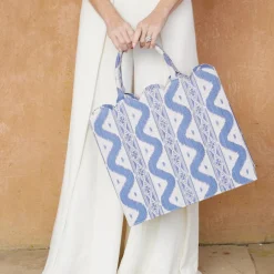 Tote Bag (Blue Ikat)|Mrs. Alice Clearance