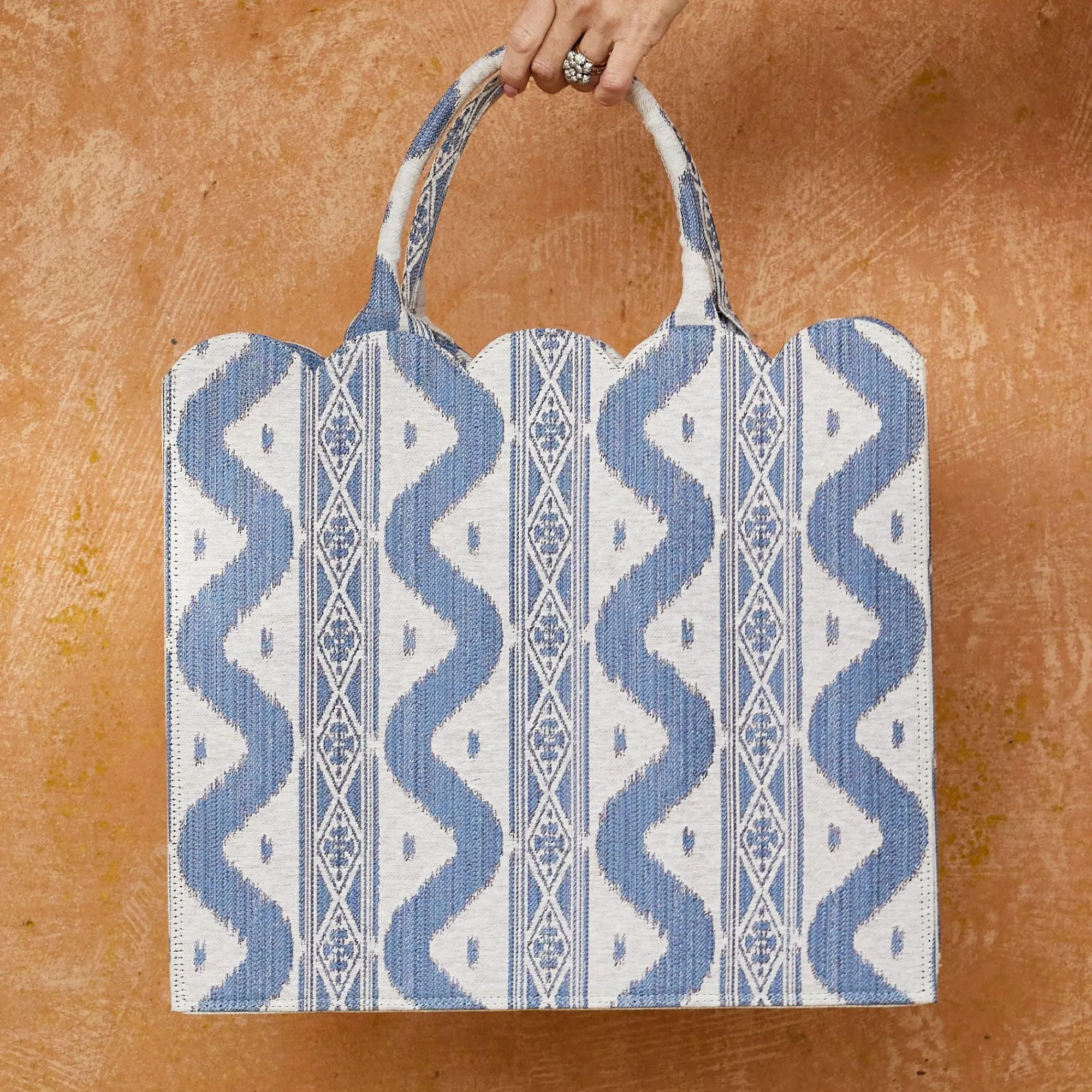 Tote Bag (Blue Ikat)|Mrs. Alice Clearance