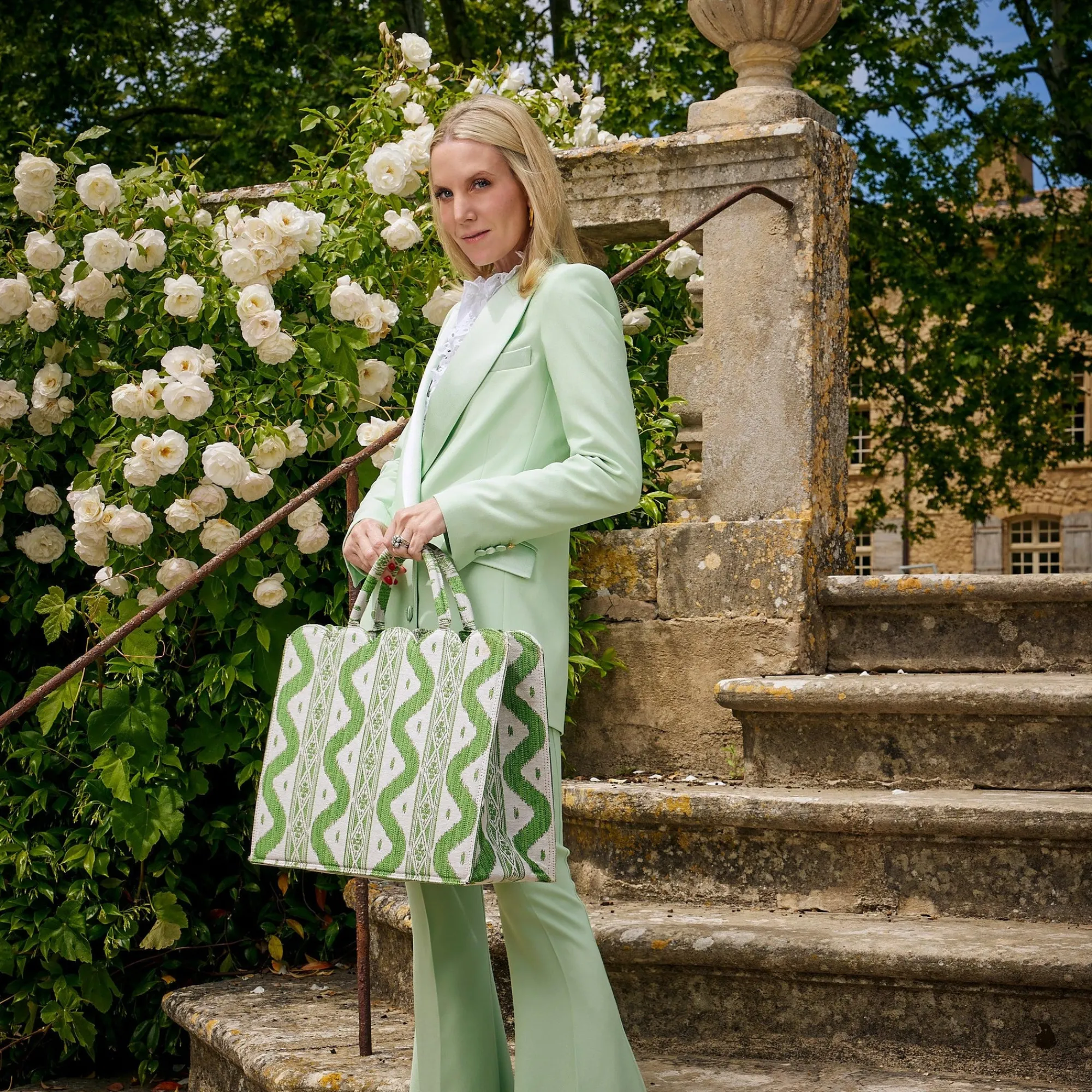 Tote Bag (Green Ikat)|Mrs. Alice Clearance