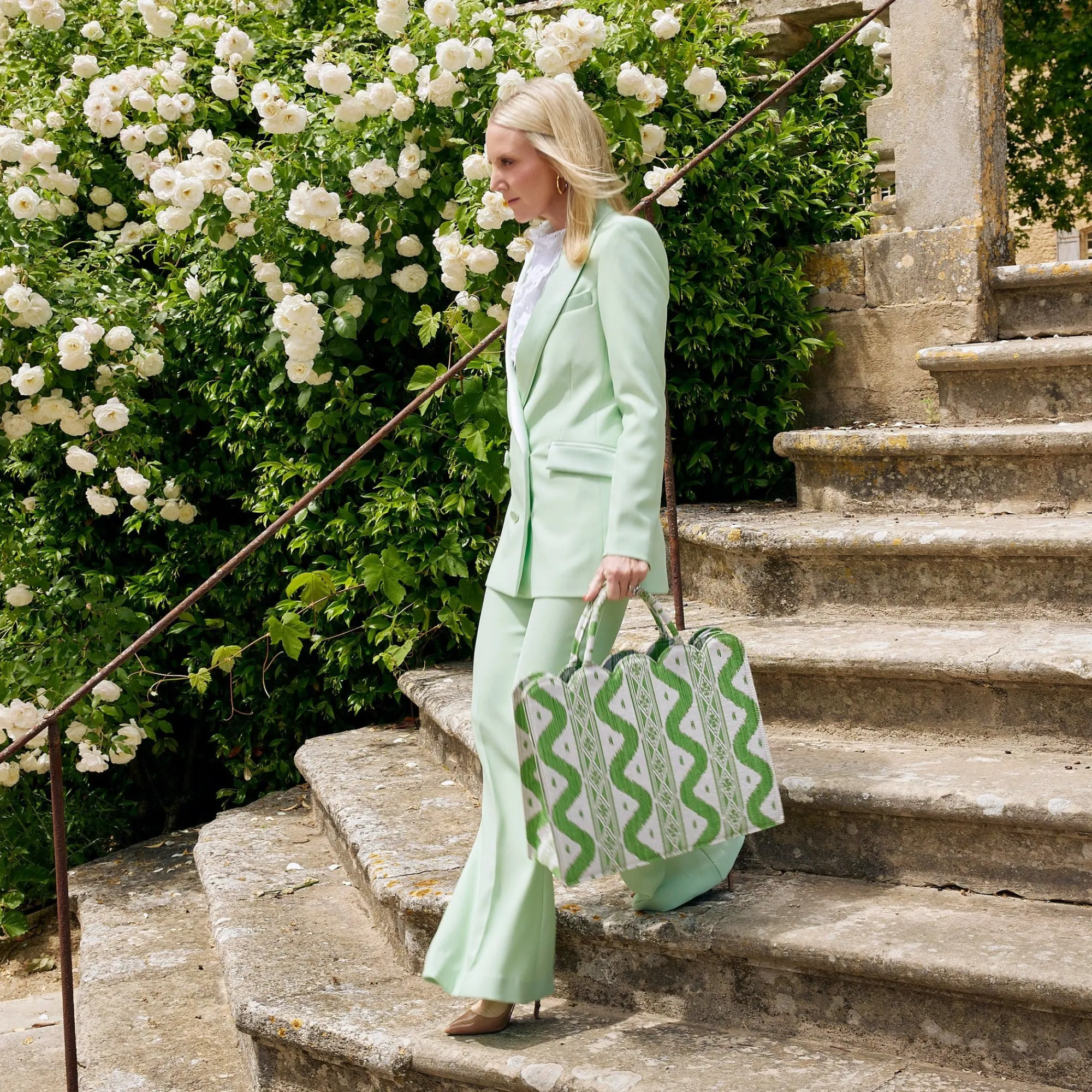 Tote Bag (Green Ikat)|Mrs. Alice Clearance