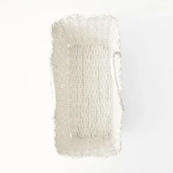 White Rattan Tote Bag (White Bow)|Mrs. Alice Sale