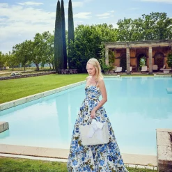 White Rattan Tote Bag (Blue Bow)|Mrs. Alice Sale