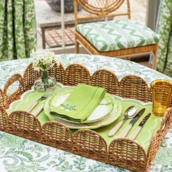 Natural Scalloped Rattan Tray|Mrs. Alice Outlet
