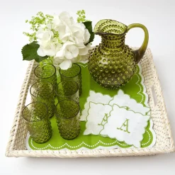 Olive Green Hobnail Jug & Glasses (Set Of 6)|Mrs. Alice New