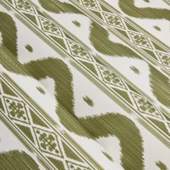 Olive Green Ikat Stripe Fabric|Mrs. Alice Discount